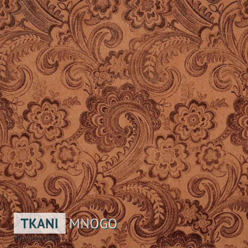 Фото ткани Арбореал 814-3А - коричневый цветы. Производитель Китай. Замша крупным планом.